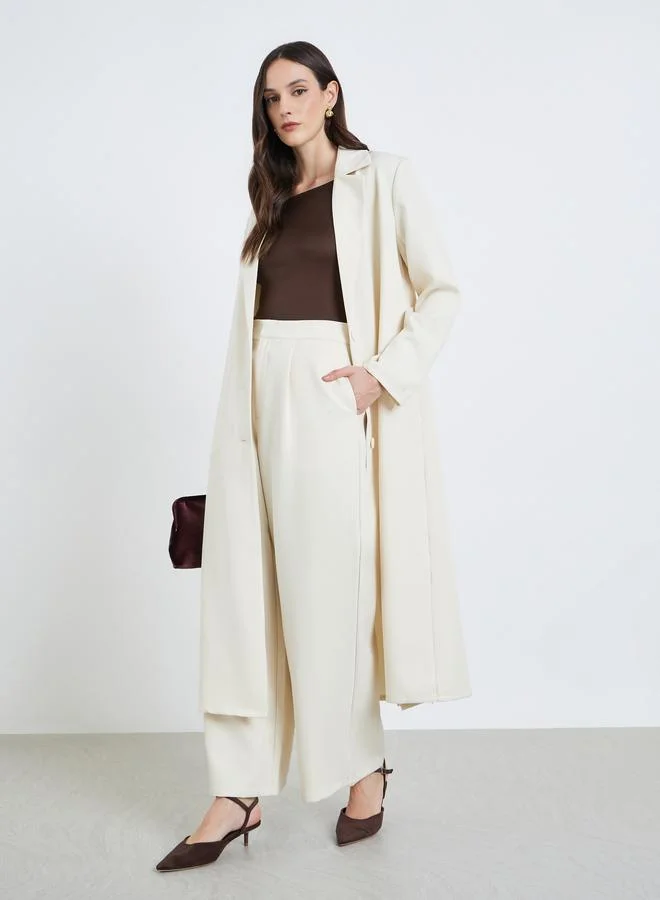 Styli Women Off-White Wide Leg Trousers